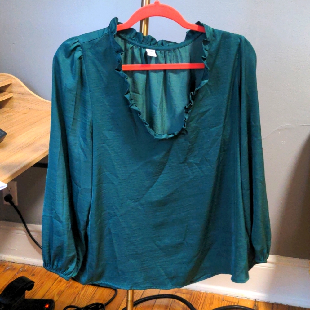 Green Silky Blouse, Old Navy